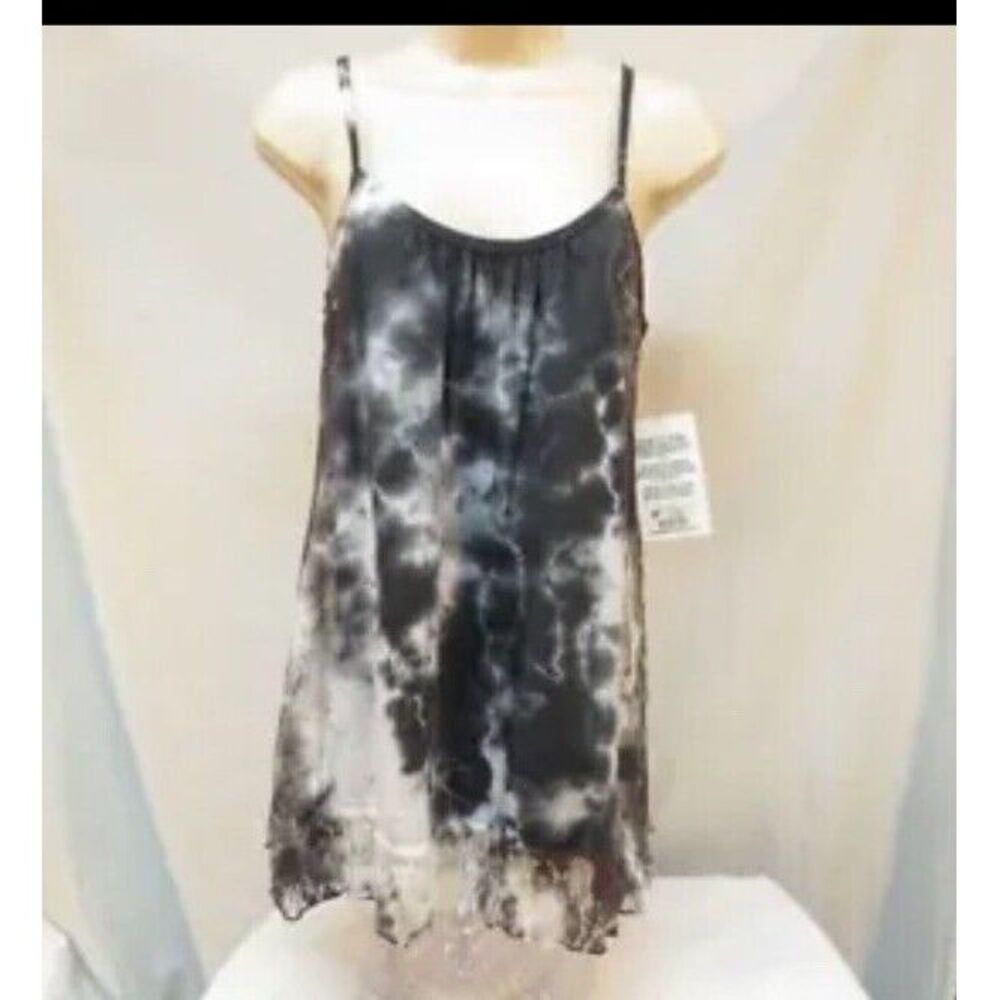 Petrol Spaghetti Strap Shirt Black Lace Sides NWT Size L‎ Summer Tie Dye USA
